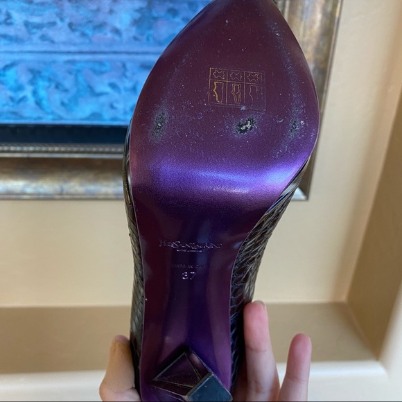 YSL (VANDA) Purple Mirror Chrome Heels - Picture 5 of 7